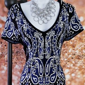 Blue and black dress